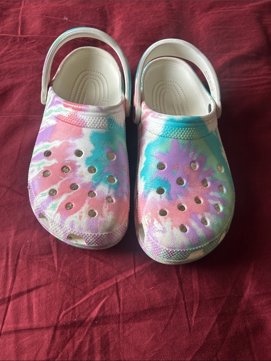 CROCS Shoes - CROCS Classic Clog Mules in Pink, Purple & Blue Tie-Dye